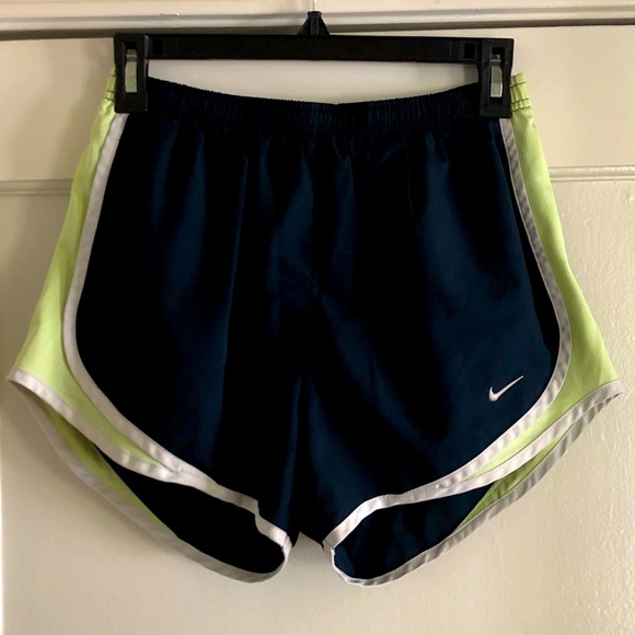 Dark Navy Blue & Pale Lime Green Nike Shorts - Picture 1 of 4